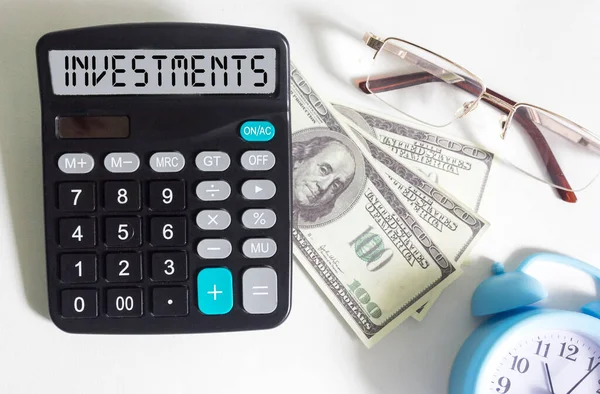 Investments Word Calculator Business Finance Concept — Stock Photo, Image