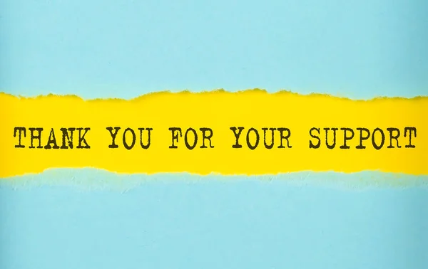 Thank You Your Support Text Torn Paper Yellow Background — Stock Photo, Image