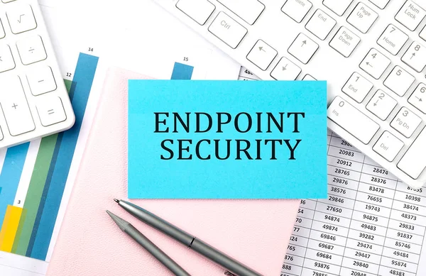 Endpoint Security Text Blue Sticker Chart Calculator Keyboard Business — Stock Photo, Image