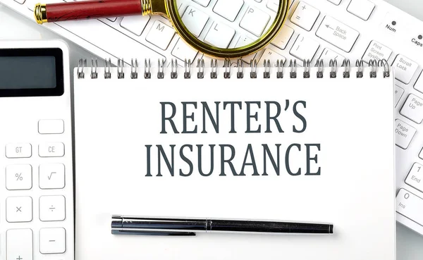 Renter Insurance Text Notepad Calculator Keyboard — Stock Photo, Image