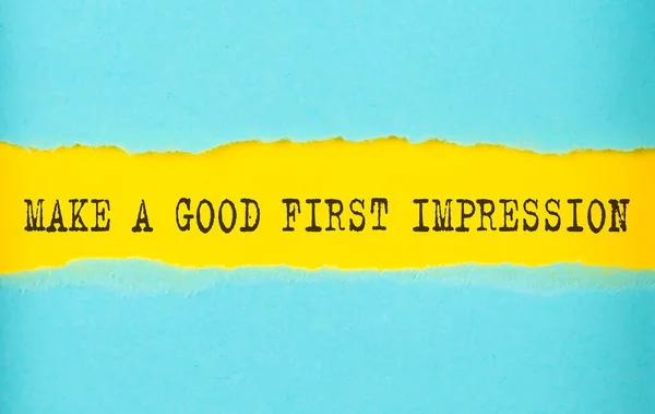 Make Good First Impression Text Torn Paper Yellow Background — Stock Photo, Image