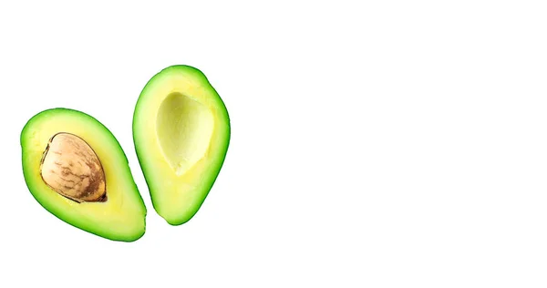 Zwei Scheiben Avocado Isoliert Auf Weißem Hintergrund Kopierraum — Stockfoto