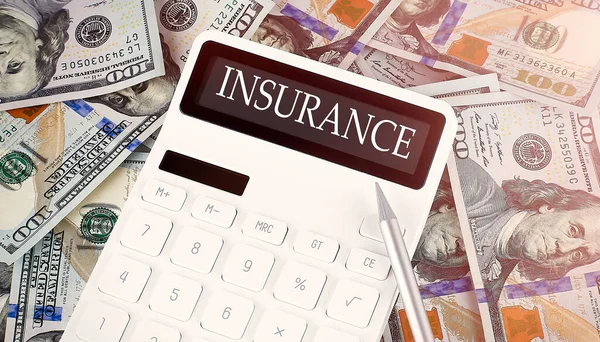 Insurance Text Displaykalkylator Dollar Bakgrund — Stockfoto