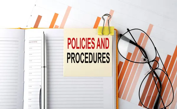 Text Policies Procedures Sticker Notepad Diagram Background — Stock Photo, Image