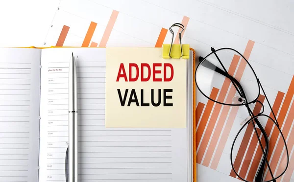 Text Added Value Sticker Notepad Diagram Background — Stock Photo, Image