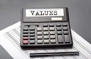 Grafikteki hesap makinesinde kalemle VALUES sözcüğü