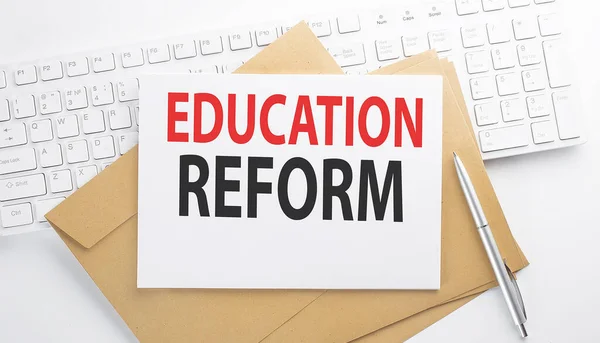 Text Education Reform Envelope Keyboard — Stock Photo, Image