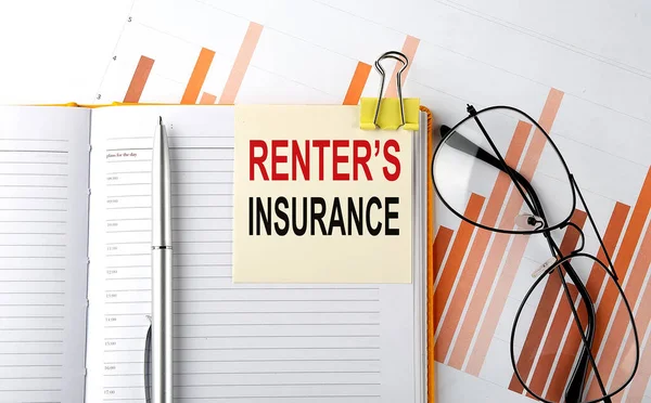 Text Renter Insurance Sticker Notepad Diagram Background — Stock Photo, Image