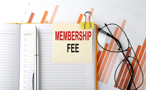 Text Membership Fee Sticker Notepad Diagram Background — Stockfoto