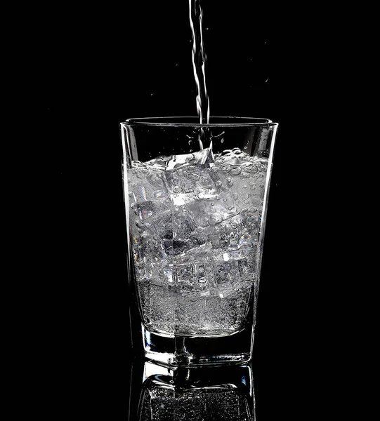 Glass Water Ice Black Background — Stock Photo, Image