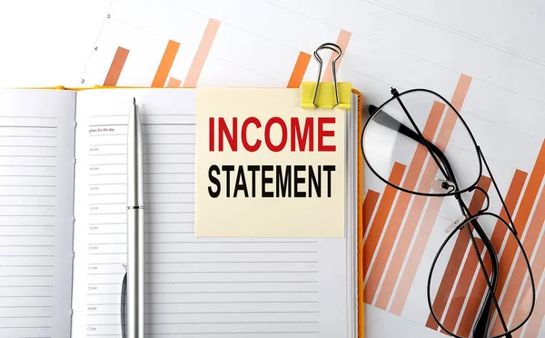 Text Income Statement Sticker Notepad Diagram Background — 图库照片