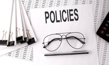 Dosya ve iş konularında POLICIES 'li kağıt