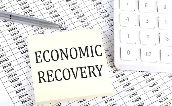 Economische Recovery Bedrijfsconcept Boodschap Sticker Achtergrond Van Kaart — Stockfoto
