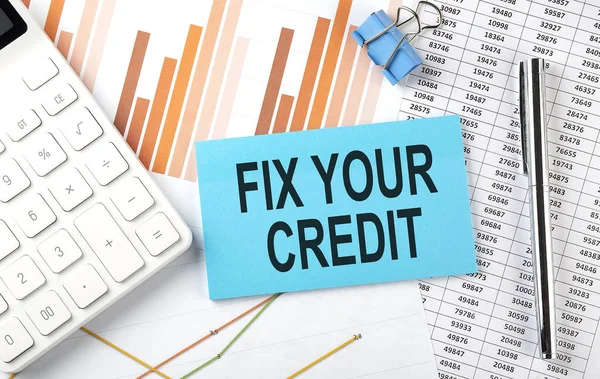 Fix Your Credit Naklejce Tle Wykresu Koncepcja Biznesu — Zdjęcie stockowe