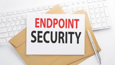 Text ENDPOINT SECURITY on envelope on the keyboard
