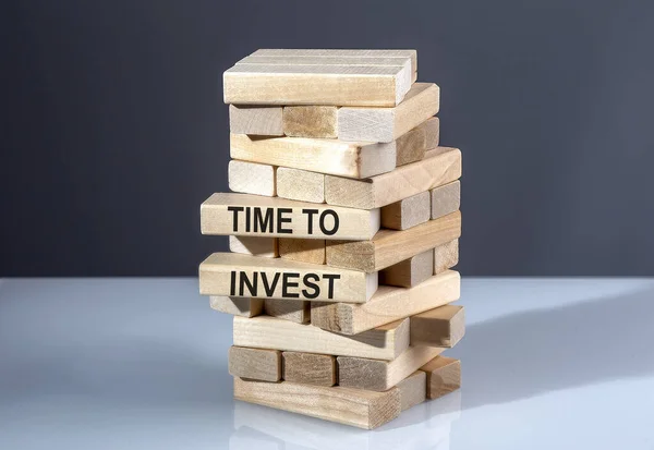 Tekst Houten Blokken Time Invest — Stockfoto