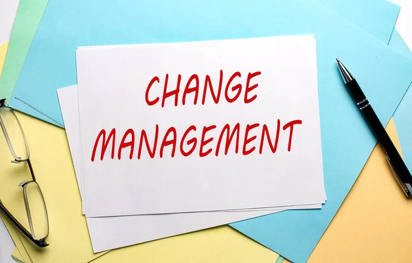 Change Management Text Paper Colorful Paper Background — Stock Photo, Image