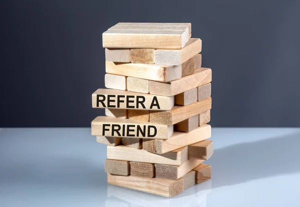 Text Wooden Blocks Refer Friend — Stock Photo, Image