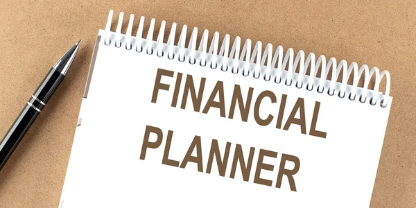 Planner Finansowy Tekst Notatniku Piórem Biznes — Zdjęcie stockowe