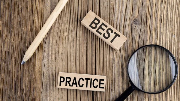 BEST PRACTICE words on a wooden building blocks on the wooden background