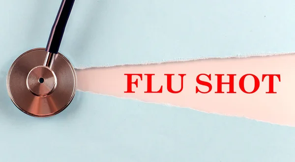 Flu Shot Mot Fait Sur Papier Déchiré Fond Concept Médical — Photo