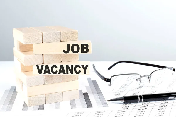 Job Vacancy Está Escrito Bloques Madera Sobre Fondo Gráfico — Foto de Stock
