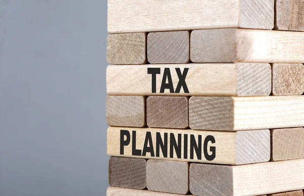Texto Sobre Blocos Madeira Tax Planning — Fotografia de Stock