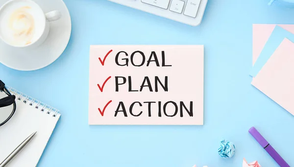 2022 New Year Goal Plan Action Text Notepad Office Accessories — Stock Photo, Image