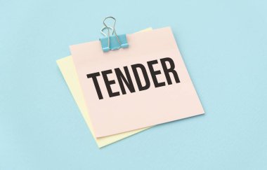 Mavi arka planda metin ihalesi olan kartvizit. Mali konsept