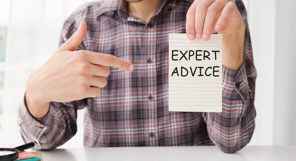 Expert Advice Message Card Shown Man — Stock Photo, Image