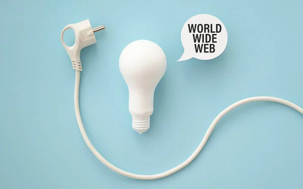 World Wide Web Text White Card White Light Bulb Plug — Foto Stock