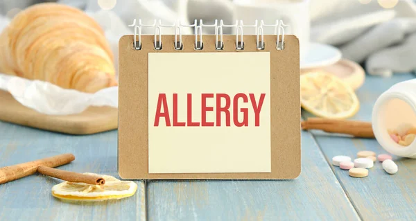 Teks Allergy Dengan Latar Belakang Medicaments Konsep Medis — Stok Foto