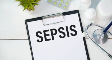 Metin SEPSIS 'li kalem ve steteskoplu defter, tıbbi