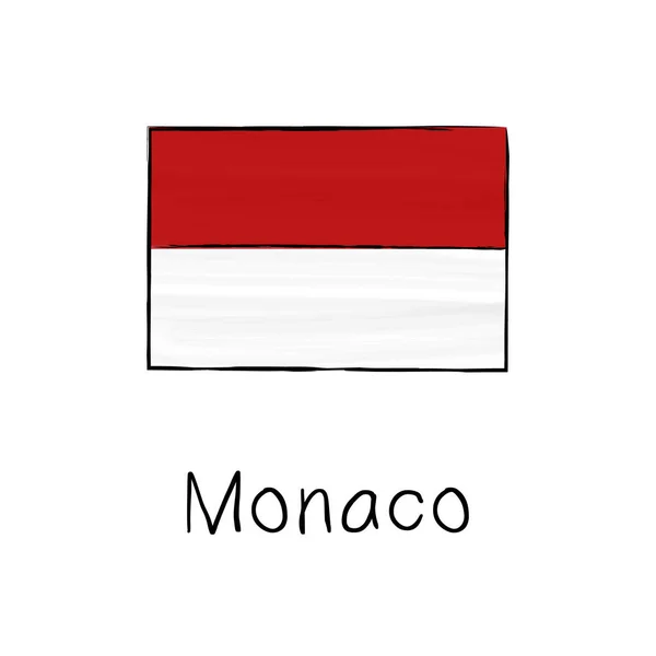 Bandeira Mônaco Com Contorno Assinatura Isolados Fundo Branco Ilustração Vetorial —  Vetores de Stock