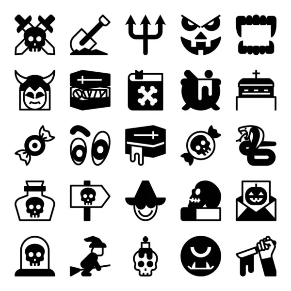 Glyphe Icônes Pour Festival Halloween — Image vectorielle