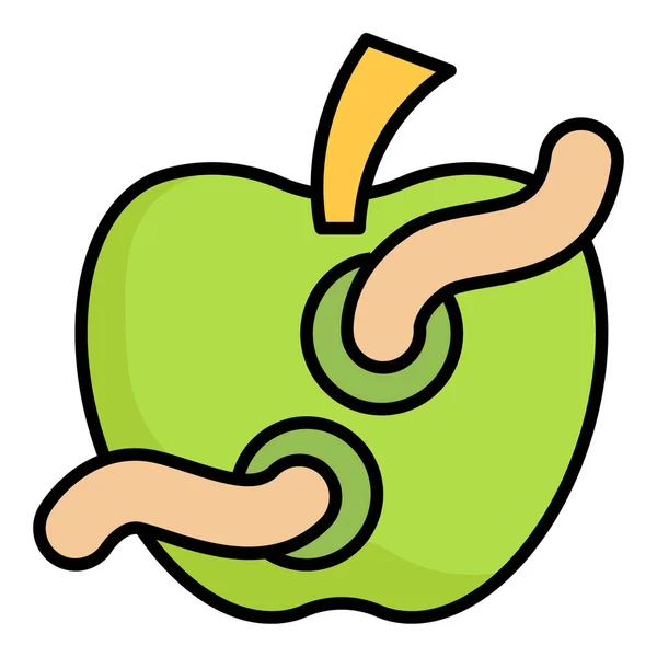 Εικονίδιο Περίγραμμα Για Μήλο Σκουλήκι — Διανυσματικό Αρχείο