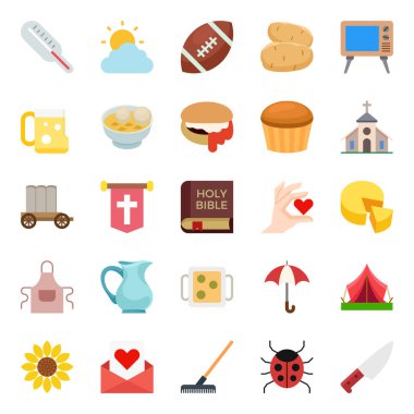 Şükran Günü için düz simgeler.