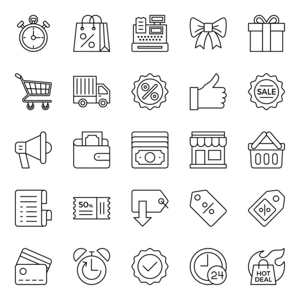 Iconos Esquema Para Viernes Negro — Vector de stock