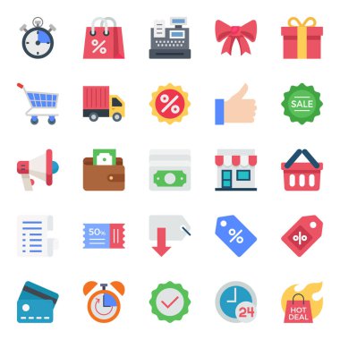 Kara Cuma için düz renk simgeleri.