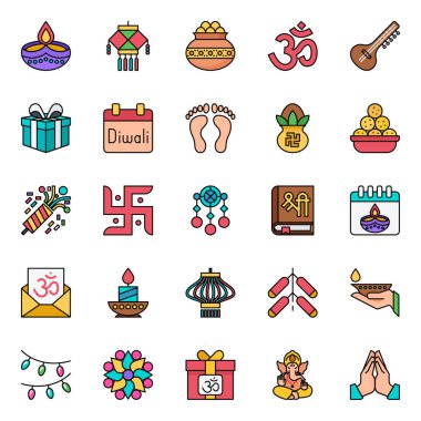 Mutlu diwali için taslak simgeleri dolduruldu.
