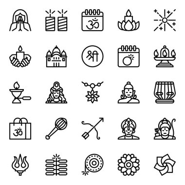 Mutlu diwali için özet simgeleri.