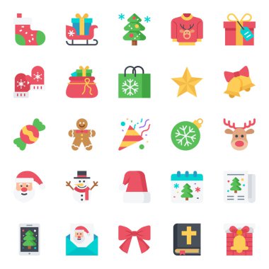 Mutlu noeller için düz simgeler.