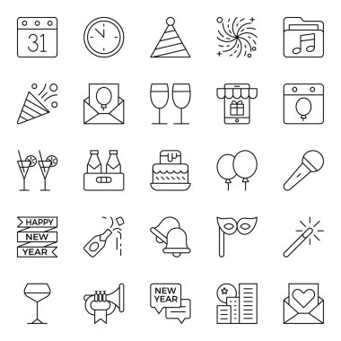 Mutlu yıllar için özet simgeleri.