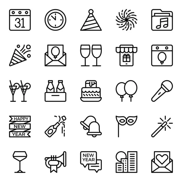 Mutlu yıllar için özet simgeleri.