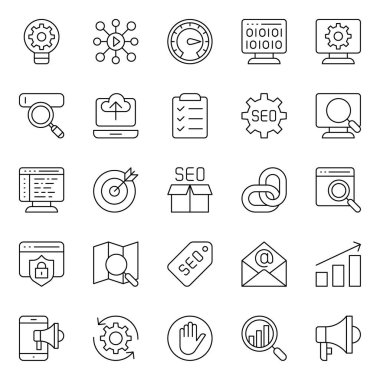 Arama motoru optimizasyonu için özet simgeleri.