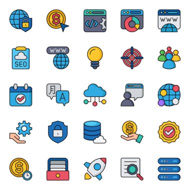 Arama motoru optimizasyonu için doldurulmuş ana hatlar simgeleri.