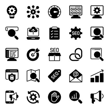 Arama motoru optimizasyonu için simge simgeleri.