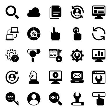 Arama motoru optimizasyonu için simge simgeleri.