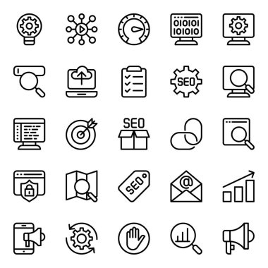 Arama motoru optimizasyonu için özet simgeleri.