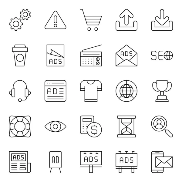 stock vector Outline icons for search engine optimization.